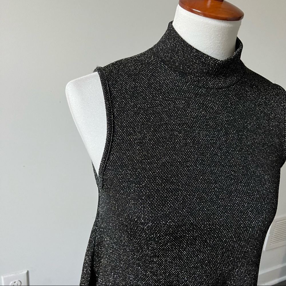 Vintage 80s silver threads sparkly mock neck dress - Picture 2 of 3